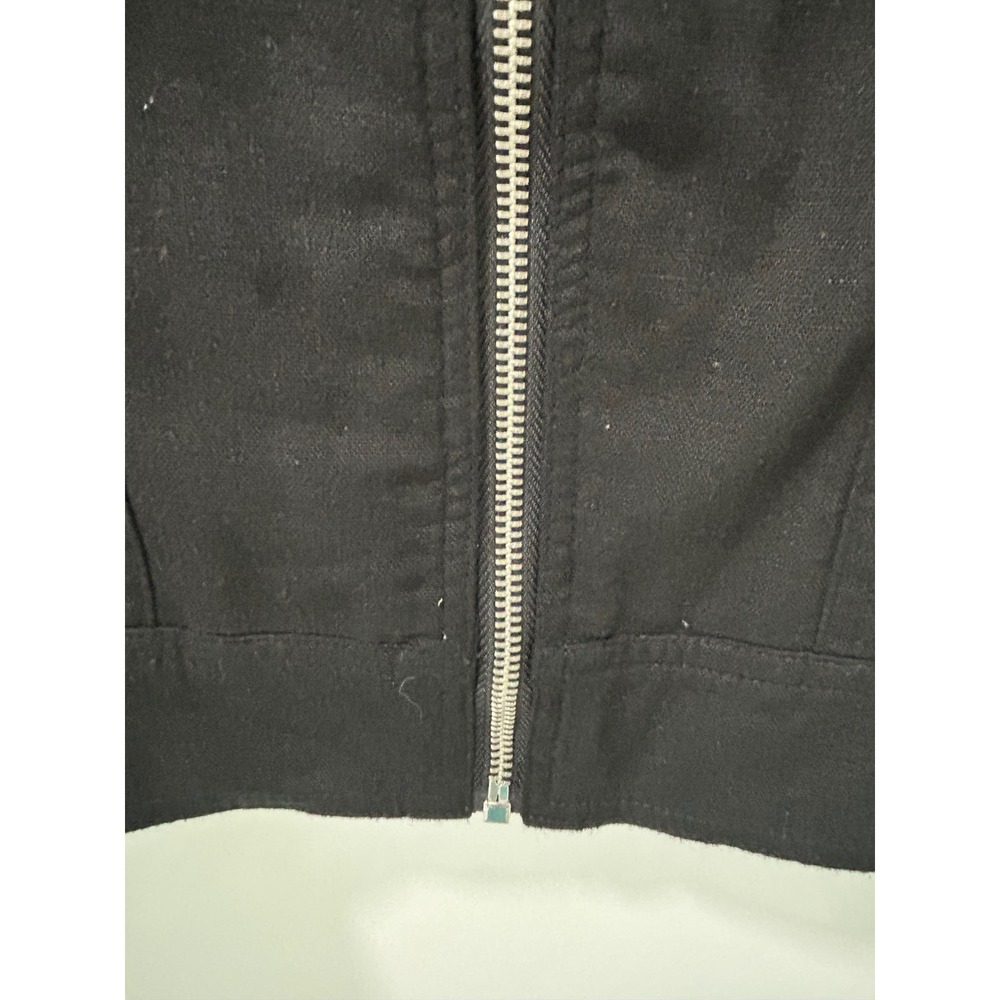 Rachel Zoe Two Womens Linen Blend Zip Up Trucker Jackets Black Beige Sz Large - Picture 11 of 16
